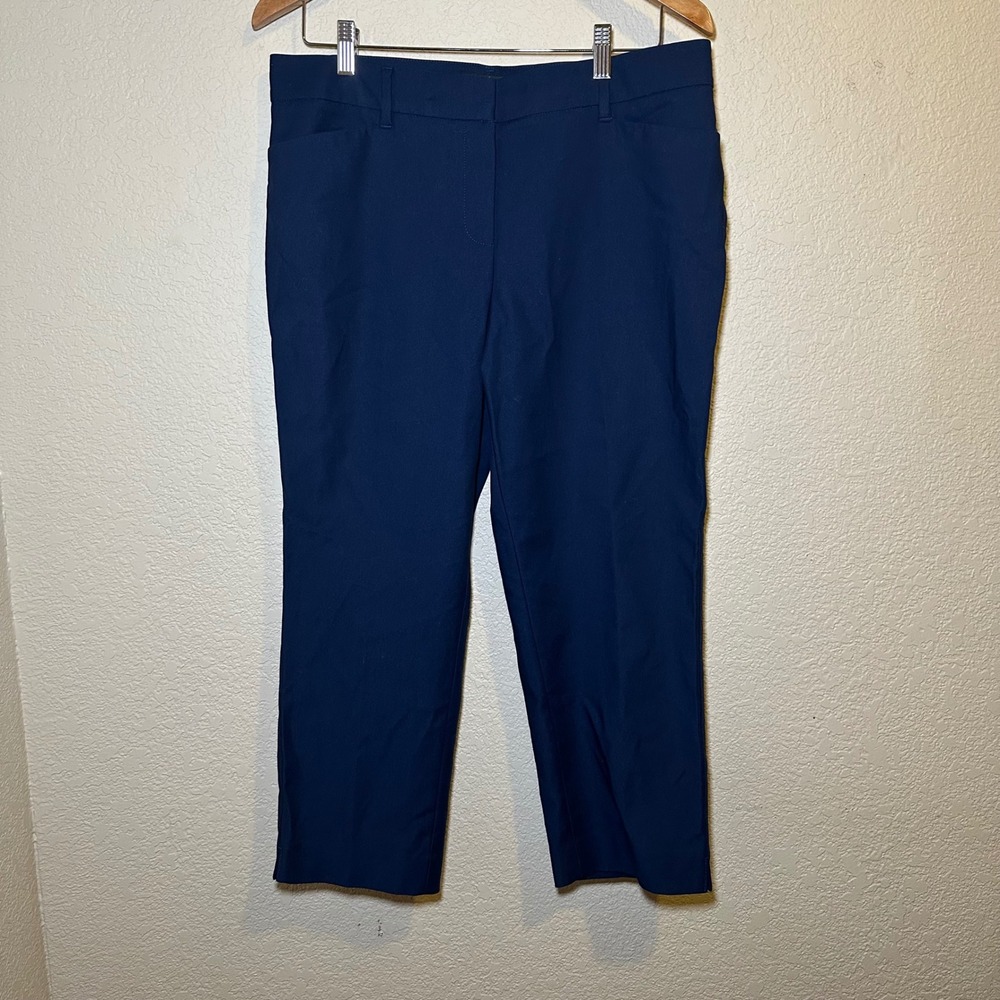 White House Black Market Women 10 Dress Pants Perfect Form Crop Navy Office Work